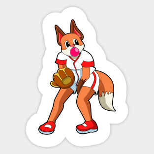 Fox at Baseball with Baseball glove Sticker